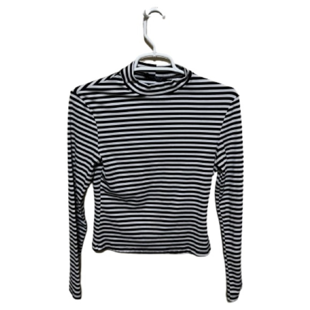 SHEIN Women’s Black and White Striped Long Sleeve Top Size Large